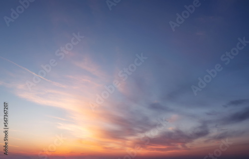 Beautiful sky with clouds during sunset or sunrise. Panoramic skyscape. © Артур Ничипоренко