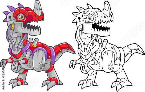 robot dinosaur ceratosaurus, funny illustration