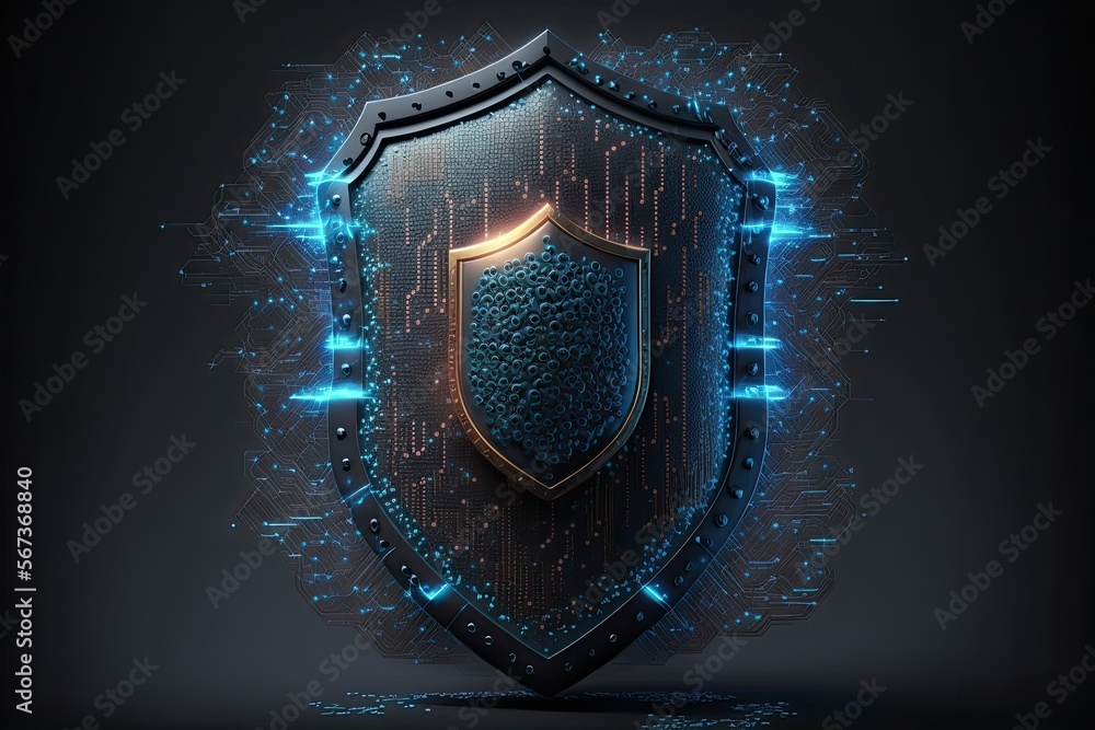 Fototapeta premium Cyber security shield technology protected data security and data privacy.Generative AI