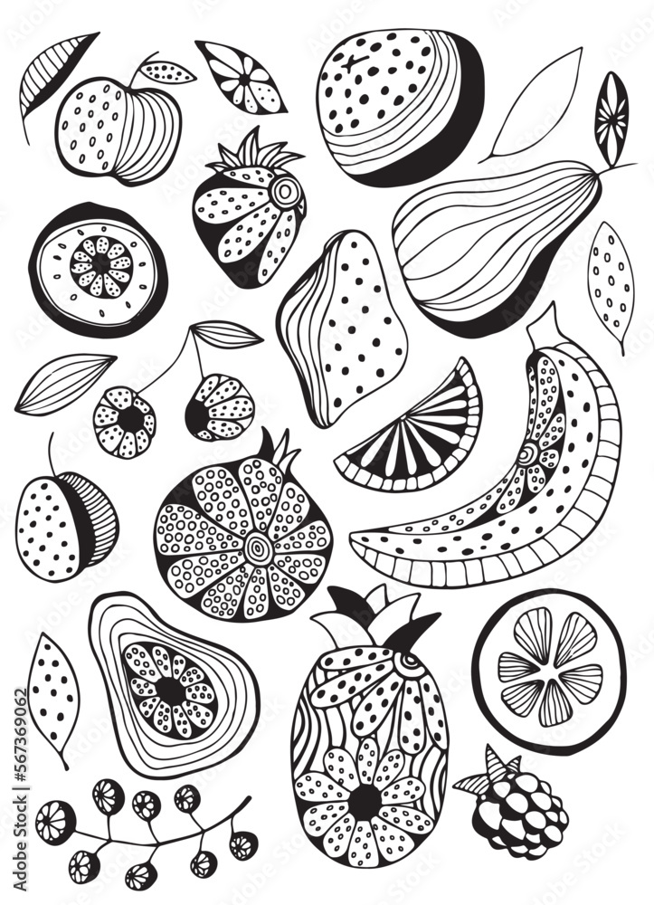 bright fruits and berries set. abstract fruits isolated on white background. Juicy. Delicious and beautiful. Vector illustration bright fruits and berries set. abstract fruits isolated on white background. Juicy. Delicious and beautiful. Vector illustration