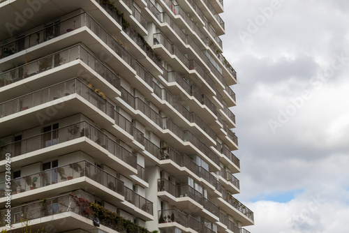 a modern building with balconies