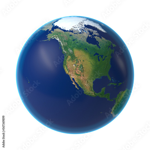 Earth Isolated transparent background 3d rendering 