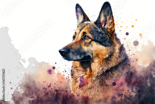Shepherd Watercolor Painting, Generative AI
