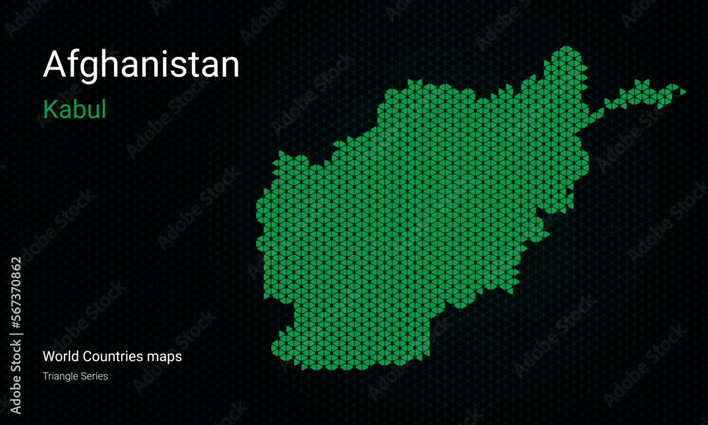 Creative map of Afghanistan. Kabul. World Countries vector maps series. Dark