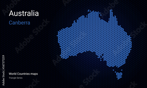 Creative map of Australia. Capital Canberra. World Countries vector maps series. Dark