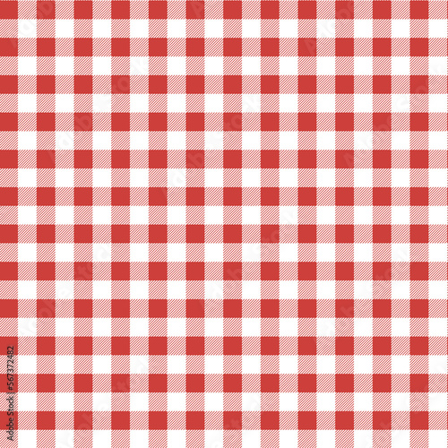 Seamless red checkered plaid fabric pattern texture. Modified stripes consisting of crossed horizontal and vertical lines.Seamless tartan background,