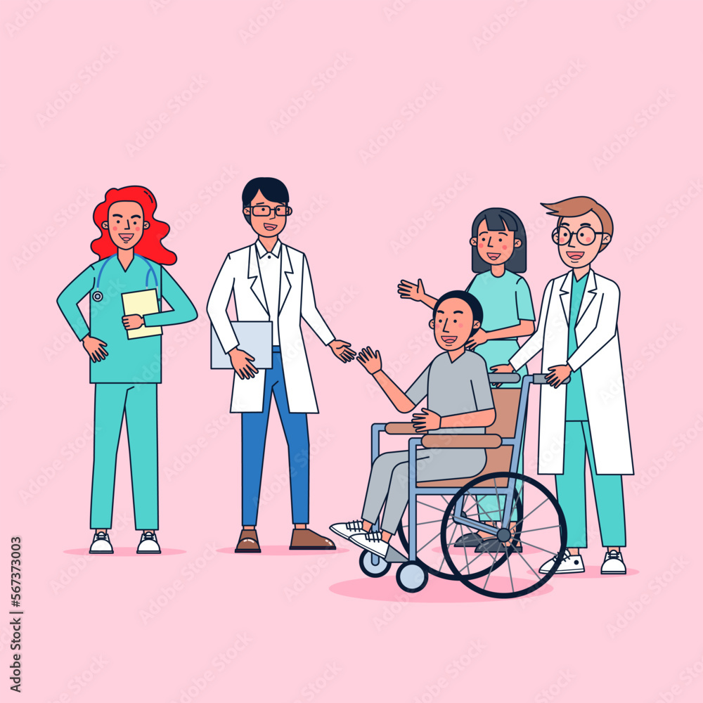 Character collection of doctors big set isolated flat vector illustration wearing professional uniform, cartoon style on hospital theme Character collection of doctors big set isolated flat vector illustration wearing professional uniform, cartoon style on hospital theme