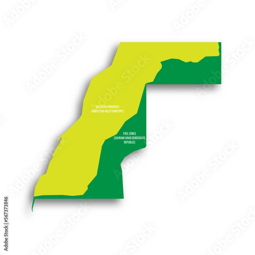 Western Sahara map of land divided by Moroccan Wall photo