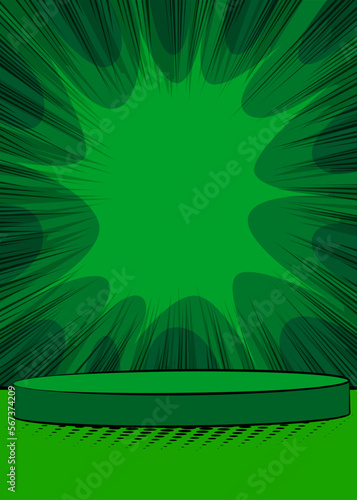 Comics abstract platform for mockup presentation. Comic Book product podium stage. Vector illustration scene pedestal texture, background.