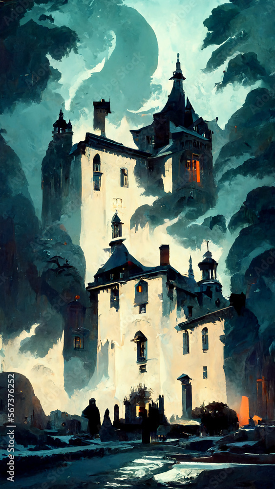 halloween theme ghost castle night illustration Generative AI Content by Midjourney halloween theme ghost castle night illustration Generative AI Content by Midjourney