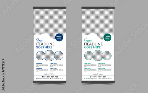 Travel vacation roll up banner design or pull up banner template.Truism Standee Design Banner.
Tour and travel roll-up stand banner template design.