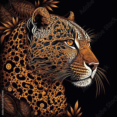 Leopard Dark Background. Generative AI. © Alexander Limbach