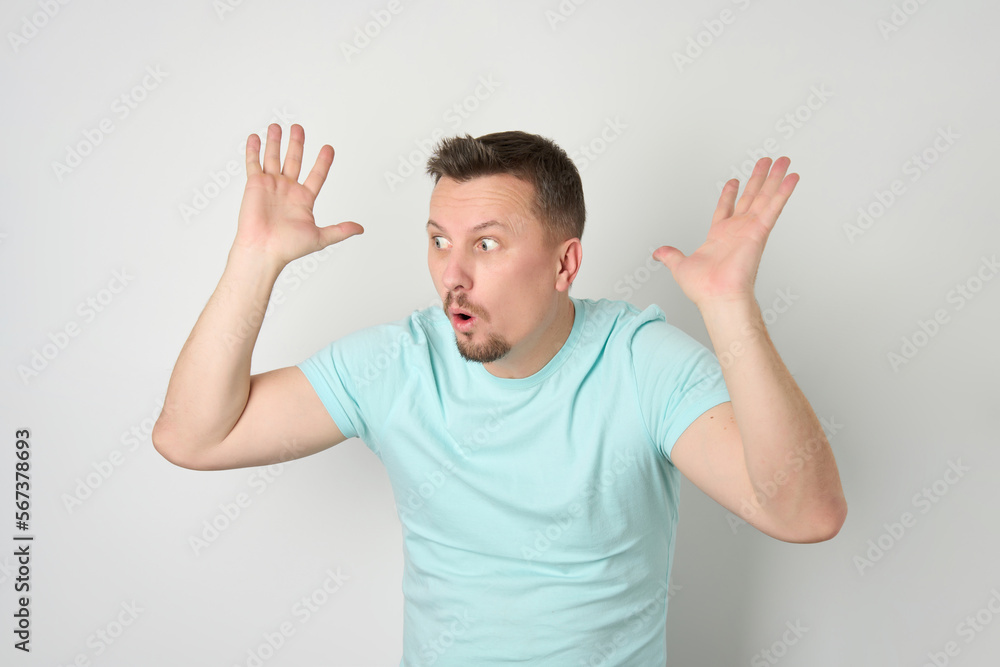 Portrait of amazed young man, shocked Portrait of amazed young man, shocked