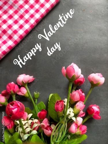 bouquet of tulips for happy Valentine day gift photo