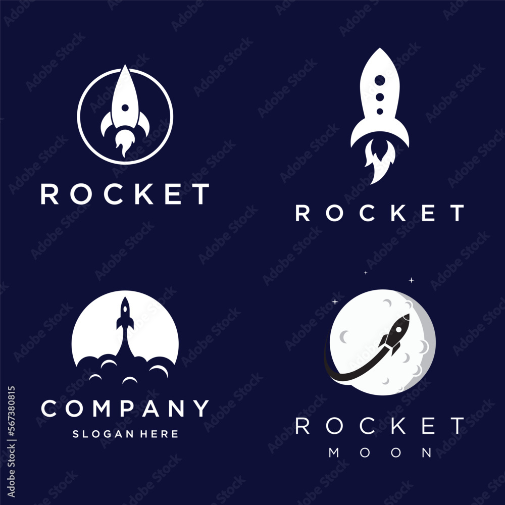 Creative and modern rocket design logo,starship launch template.