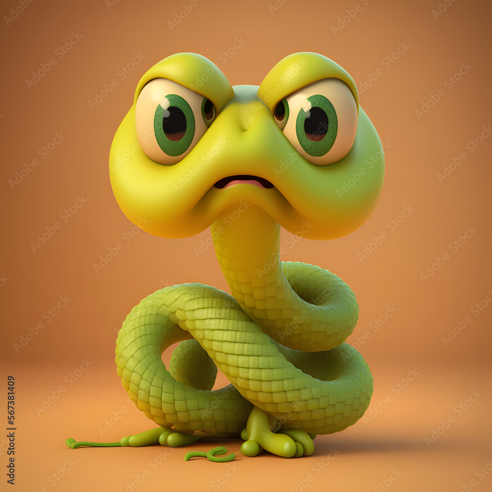 Premium PSD  Cute snake 3d illustration