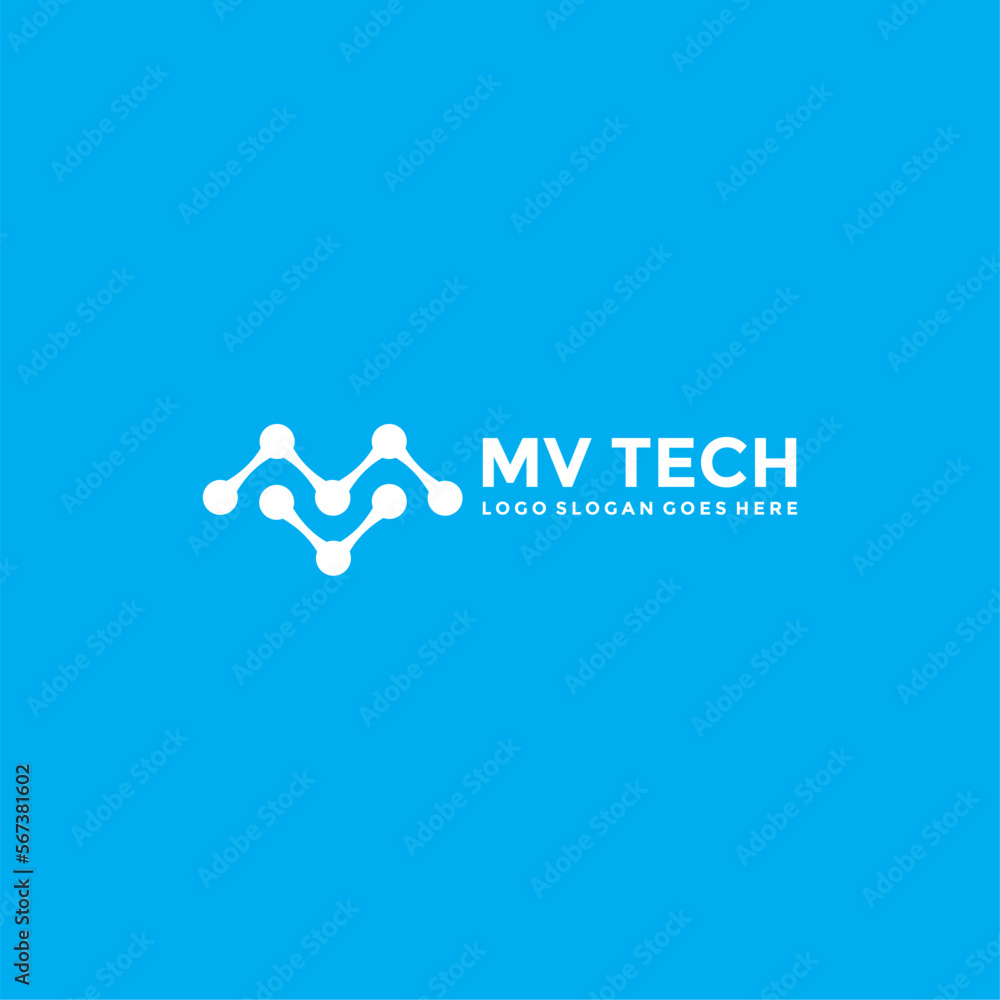 MV VM Letter technology logo vector image MV VM Letter technology logo vector image
