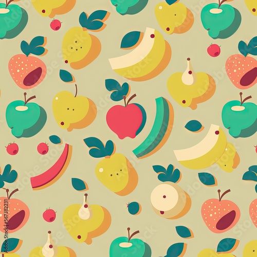 apple banana repeat pattern infinite french patisserie vector Generative AI