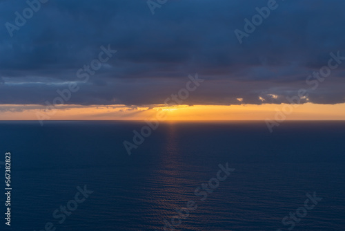 Sunrise over bay of Cannes with Cap d Antibes and Iles de Lerins  France