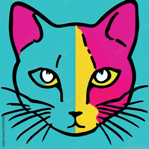 colorful cat isolated on color background. vector illustration.