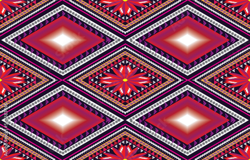 Gypsy pattern tribal ethnic motifs geometric vector background. Doodle gypsy geometric shapes sprites tribal motifs clothing fabric textile print traditional design with triangles