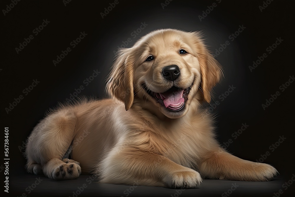 Golden retriever dog happiness and smile. Adorable pet.Generative ai
