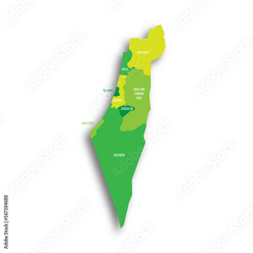 Israel political map of administrative divisions