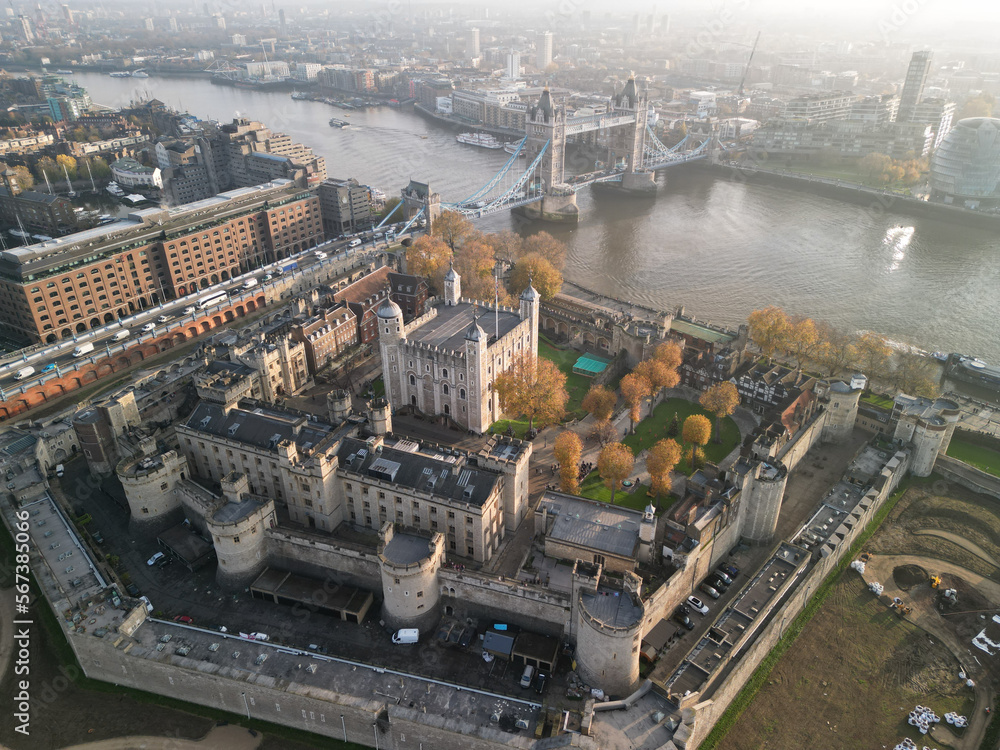 London Tower Bridge aerial shot 