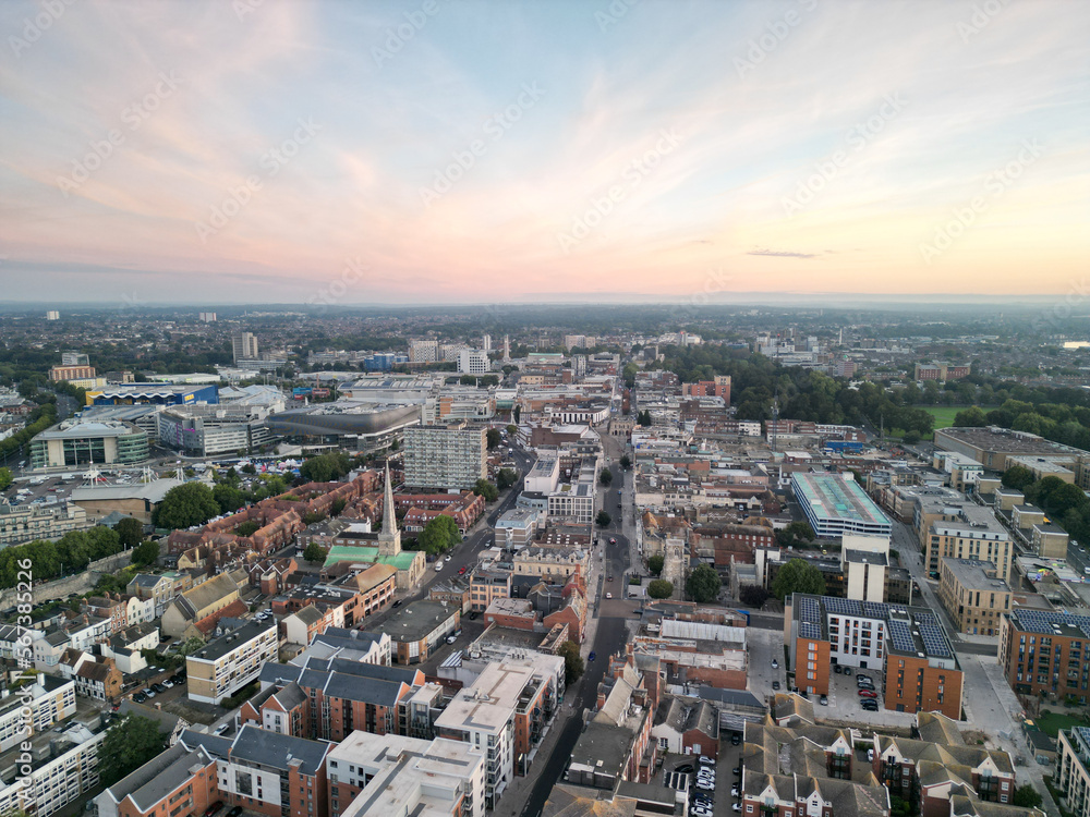 Southampton City Scape, Drone Aerial Shot with DJI Mini 3 Pro Drone early morning