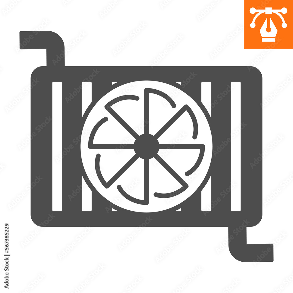 Car radiator fan solid icon, glyph style icon for web site or mobile app, car service and automobile, cooling system vector icon, simple vector illustration, vector graphics with editable strokes. Car radiator fan solid icon, glyph style icon for web site or mobile app, car service and automobile, cooling system vector icon, simple vector illustration, vector graphics with editable strokes.