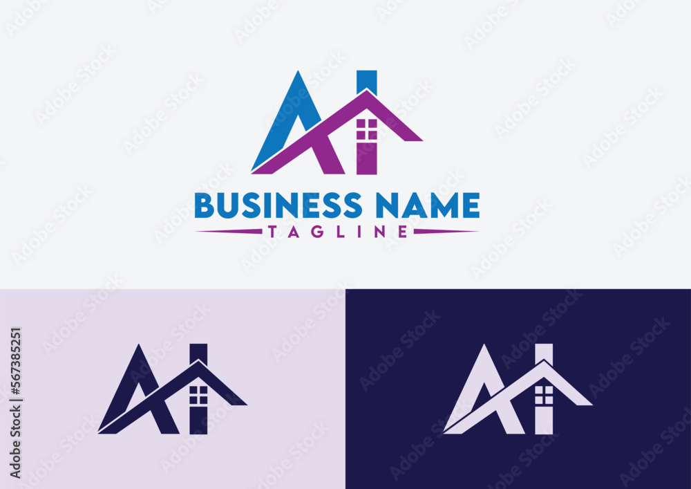 Letter AI logo design vector template, AI letter real estate logo Stock ...