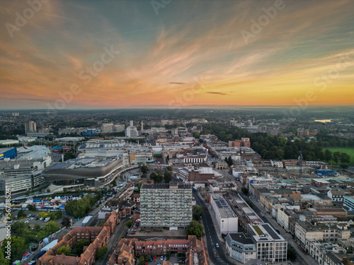 Southampton City Scape, Drone Aerial Shot with DJI Mini 3 Pro Drone early morning sunrise