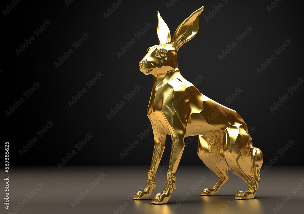 ภาพประกอบสต็อก Chinese new year 2023 year of the rabbit. Solid Gold ...