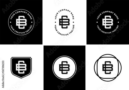 Letters BC or CB monogram template logo initial, badge design