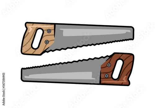 Hand saw crosscut saw Ripsaw or panel saw isolated vector on white background