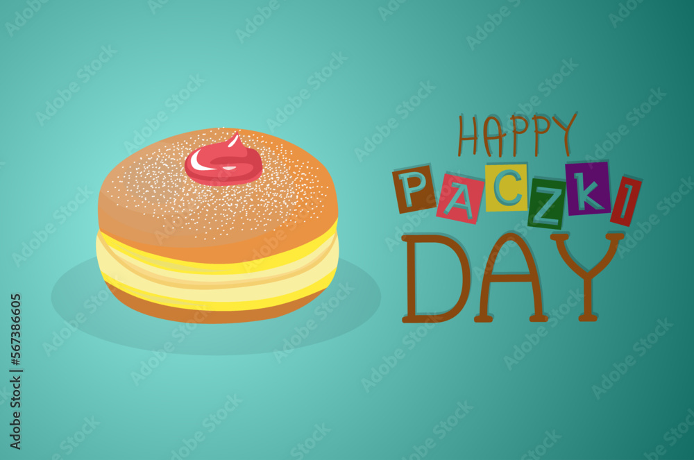 Happy paczki day vector illustration, holiday concept, suitable for web banner poster or card
