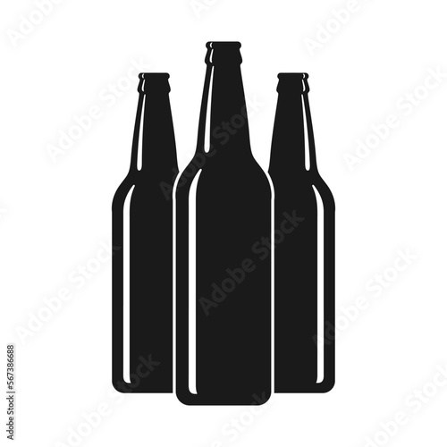 Beer bottles graphic icon. Symbol brewery. Sign pub or bar isolated on white background. Vector illustration