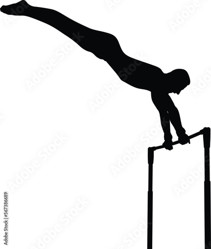 horizontal bar gymnast in artistic gymnastics black silhouette