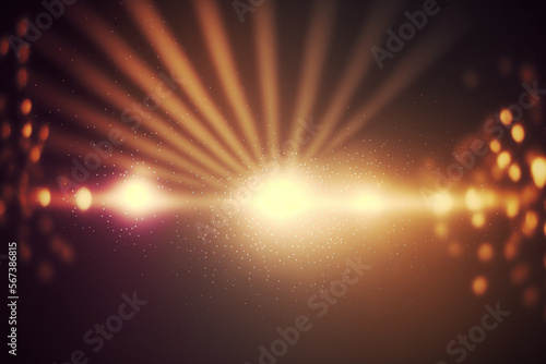 Designed film texture background with heavy grain, dust and a light leak Real Lens Flare Shot in Studio over Black Background. Easy to add as Overlay or Screen Filter over Photos overlay. Generative