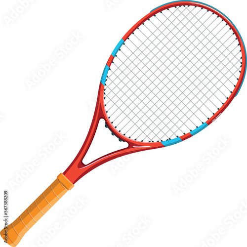 Tennis racket cartoon icon. Court sport equipment