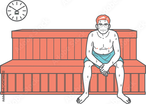 サウナの中年男性