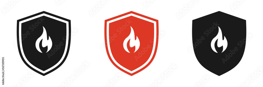 Fire shield. Set of illustrations Fire shield. Set of illustrations