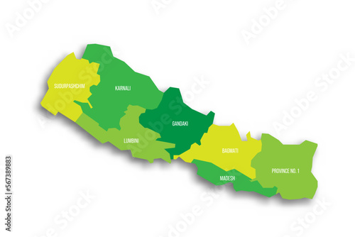 Nepal political map of administrative divisions
