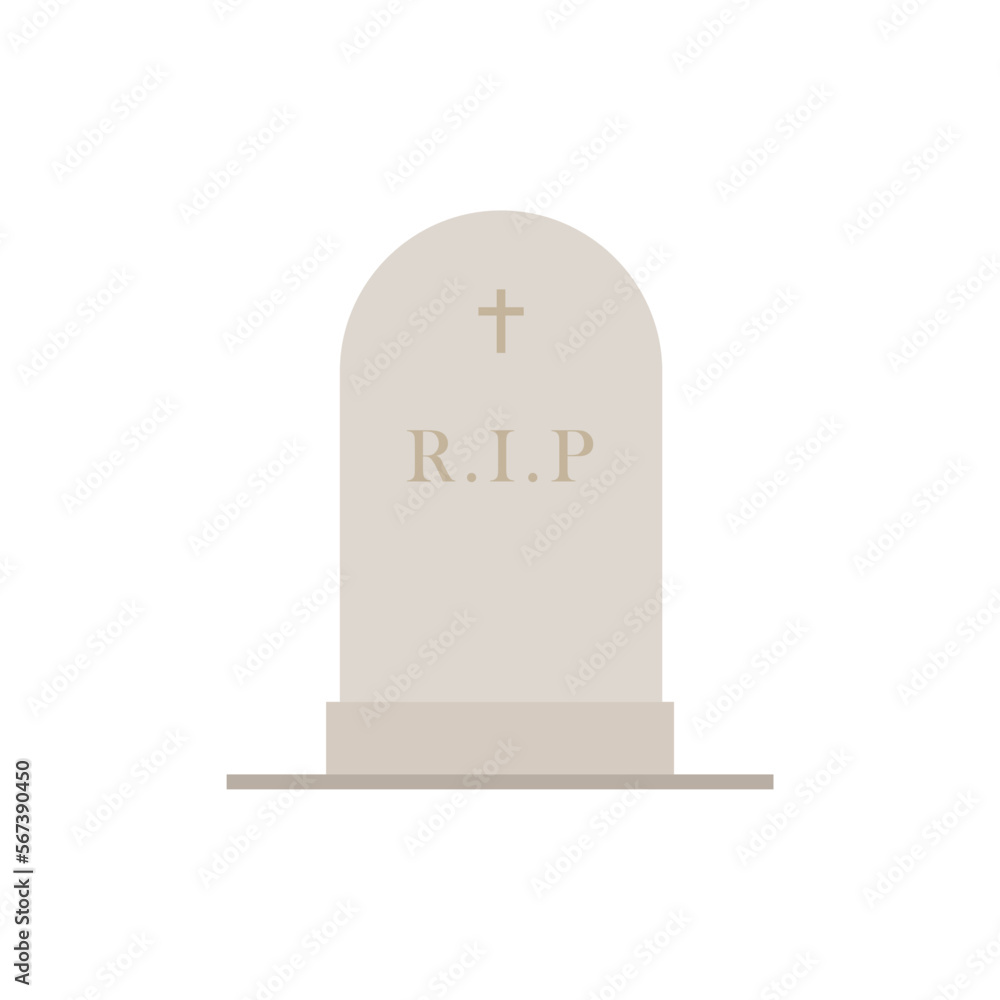 gravestone flat design illustration isolated on white background. tombstone icon for cemetery and graveyard illustration gravestone flat design illustration isolated on white background. tombstone icon for cemetery and graveyard illustration