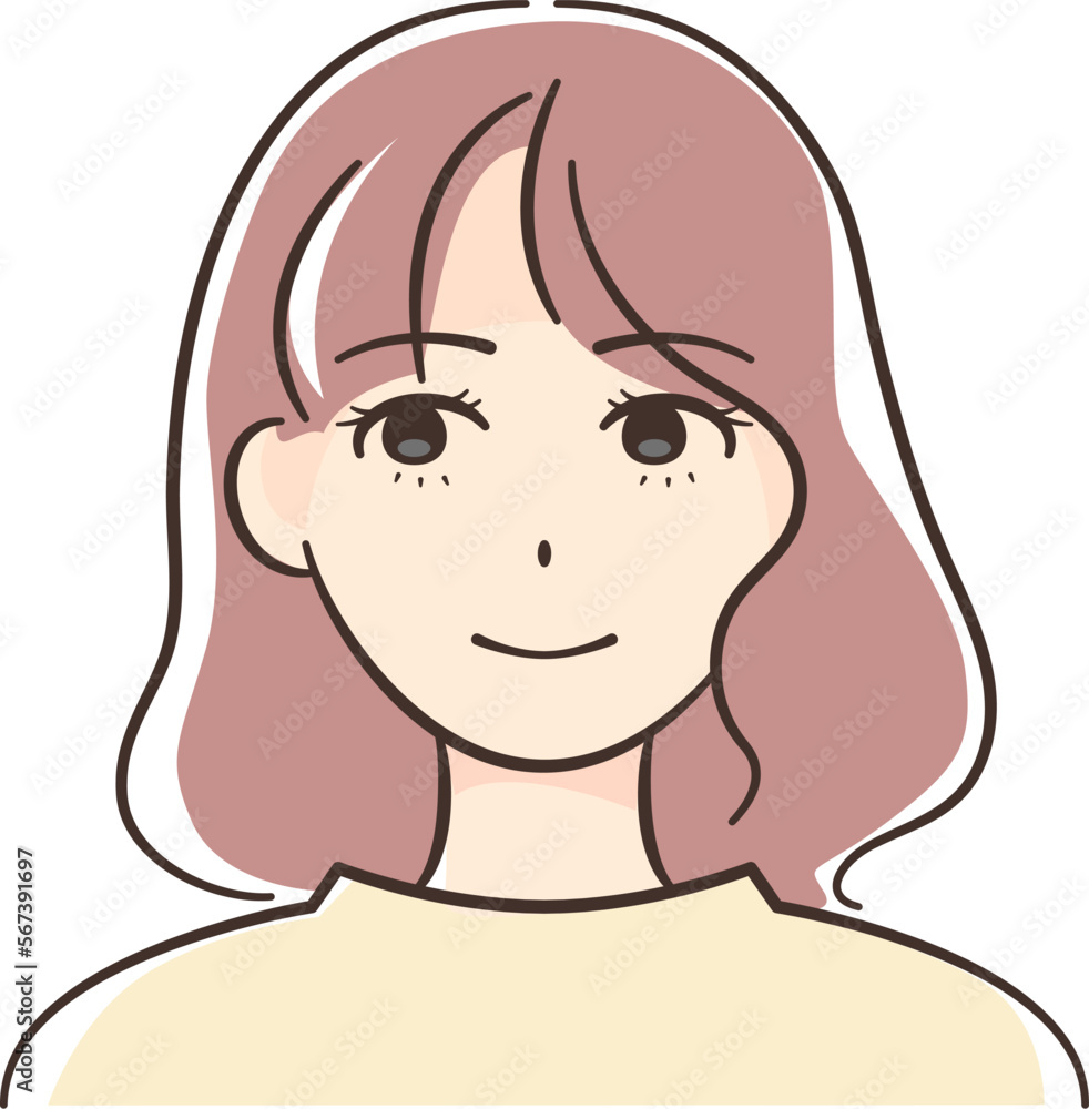 Obraz premium ウェーブヘアの若いアジア人女性の顔