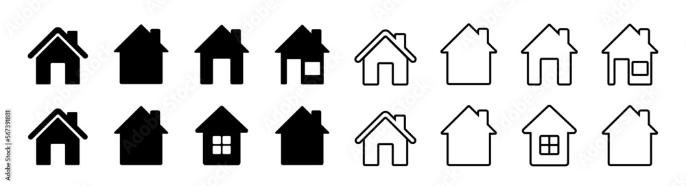 Fototapeta premium Home icon. House symbol set