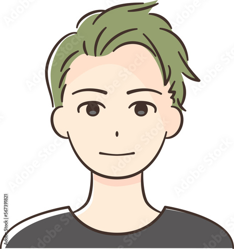 ツーブロックヘアの若いアジア人男性の顔