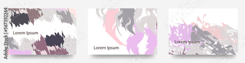 インクが飛び散ったような　羽が舞い上がるような　背景や壁紙に使える　抽象的なベクターイラスト　テンプレート長方形カードセット