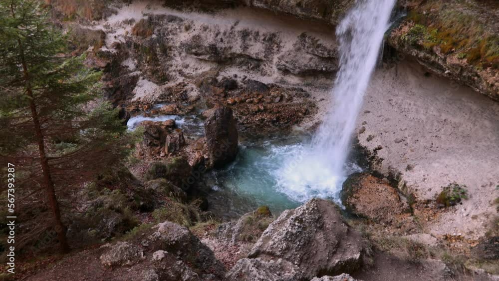 Small or Upper Pericnik Waterfall in Vrata Valley Slovenia in Autumn Time Small or Upper Pericnik Waterfall in Vrata Valley Slovenia in Autumn Time