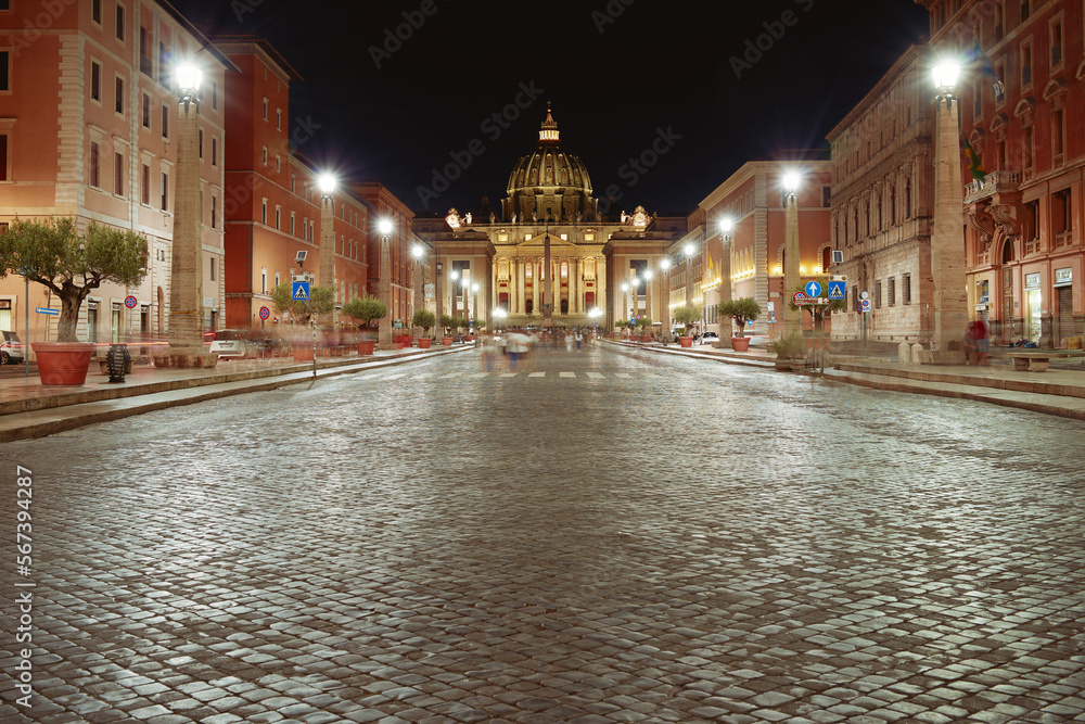 Saint Peter's Basilica Vatican City in night